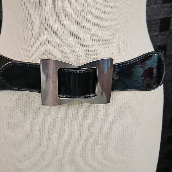 Elegant Black Silver Tone Bow Belt - Picture 2 of 7